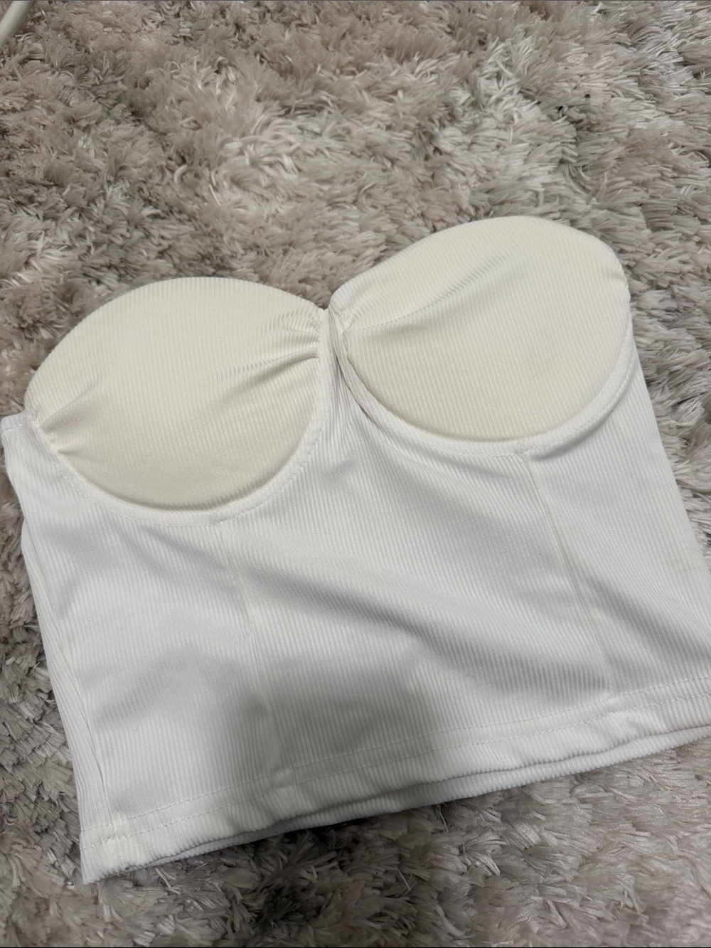 Strapless Longline Bustier in white crop top